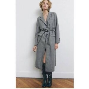 Zara Grey Wool Blend Frock Short Coat Size M